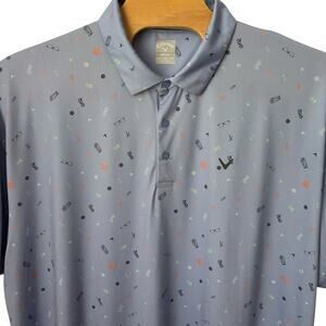 Callaway Golf Polo Shirt Mens Size 4X Blue All Over Print Opti-Dri Short Sleeve